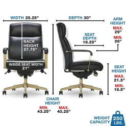Outlet Melrose Ergonomic Bonded Leather Swivel Executive Chair, Black (CHR10084A) Office Chairs