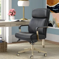 Outlet Melrose Ergonomic Bonded Leather Swivel Executive Chair, Black (CHR10084A) Office Chairs