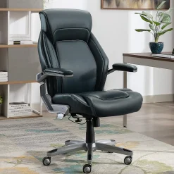 Discount Meyer Ergonomic Bonded Leather Swivel Executive Chair, (60082-NVY) Ergonomic Chairs