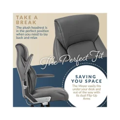 Sale Meyer Ergonomic Bonded Leather Swivel Executive Chair, (60082-GRY) Ergonomic Chairs