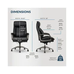 Online Nova Ergonomic Polyurethane Swivel Executive Chair, (52372-BLK) Ergonomic Chairs