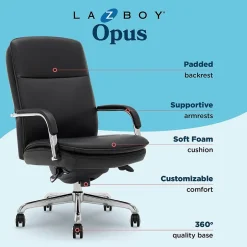Online Opus Ergonomic Bonded Leather Swivel Executive Chair, Black and Chrome (CCHR10015D) Office Chairs