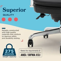 Online Opus Ergonomic Bonded Leather Swivel Executive Chair, Black and Chrome (CCHR10015D) Office Chairs