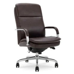New Opus Ergonomic Bonded Leather Swivel Executive Chair, Dark Brown and Chrome (CCHR10015E) Office Chairs