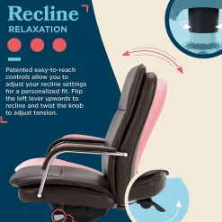 New Opus Ergonomic Bonded Leather Swivel Executive Chair, Dark Brown and Chrome (CCHR10015E) Office Chairs