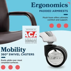 New Opus Ergonomic Bonded Leather Swivel Executive Chair, Dark Brown and Chrome (CCHR10015E) Office Chairs