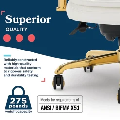 Clearance Opus Ergonomic Bonded Leather Swivel Executive Chair, White and Gold (CCHR10015A) Office Chairs