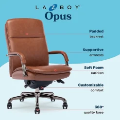 Outlet Opus Ergonomic Bonded Leather Swivel Executive Chair, Cognac and Graphite (CCHR10015C) Office Chairs