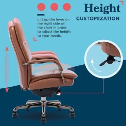 Outlet Opus Ergonomic Bonded Leather Swivel Executive Chair, Cognac and Graphite (CCHR10015C) Office Chairs