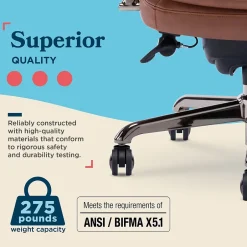 Outlet Opus Ergonomic Bonded Leather Swivel Executive Chair, Cognac and Graphite (CCHR10015C) Office Chairs