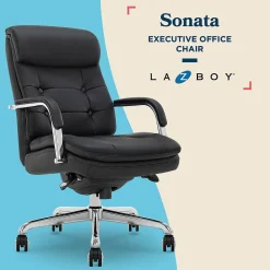 Sonata Ergonomic Bonded Leather Swivel Executive Chair, Black and Chrome (CCHR10014D) Office Chairs