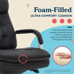 Sonata Ergonomic Bonded Leather Swivel Executive Chair, Black and Chrome (CCHR10014D) Office Chairs