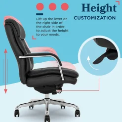 Sonata Ergonomic Bonded Leather Swivel Executive Chair, Black and Chrome (CCHR10014D) Office Chairs