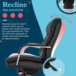 Sonata Ergonomic Bonded Leather Swivel Executive Chair, Black and Chrome (CCHR10014D) Office Chairs