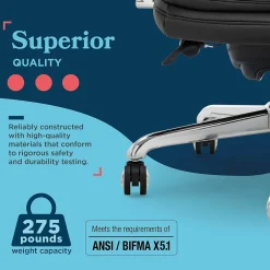 Sonata Ergonomic Bonded Leather Swivel Executive Chair, Black and Chrome (CCHR10014D) Office Chairs