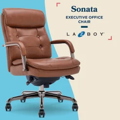 Outlet Sonata Ergonomic Bonded Leather Swivel Executive Chair, Cognac and Graphite (CCHR10014C) Office Chairs