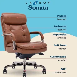 Outlet Sonata Ergonomic Bonded Leather Swivel Executive Chair, Cognac and Graphite (CCHR10014C) Office Chairs