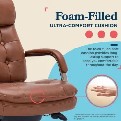 Outlet Sonata Ergonomic Bonded Leather Swivel Executive Chair, Cognac and Graphite (CCHR10014C) Office Chairs