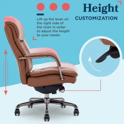 Outlet Sonata Ergonomic Bonded Leather Swivel Executive Chair, Cognac and Graphite (CCHR10014C) Office Chairs