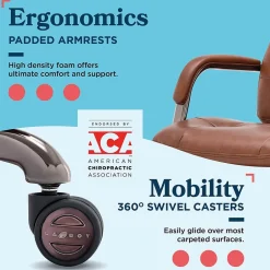 Outlet Sonata Ergonomic Bonded Leather Swivel Executive Chair, Cognac and Graphite (CCHR10014C) Office Chairs