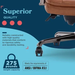 Outlet Sonata Ergonomic Bonded Leather Swivel Executive Chair, Cognac and Graphite (CCHR10014C) Office Chairs