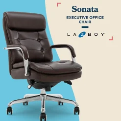 Hot Sonata Ergonomic Bonded Leather Swivel Executive Chair, Dark Brown and Chrome (CCHR10014E) Office Chairs