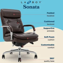 Hot Sonata Ergonomic Bonded Leather Swivel Executive Chair, Dark Brown and Chrome (CCHR10014E) Office Chairs