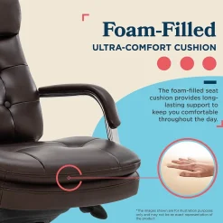 Hot Sonata Ergonomic Bonded Leather Swivel Executive Chair, Dark Brown and Chrome (CCHR10014E) Office Chairs