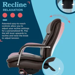 Hot Sonata Ergonomic Bonded Leather Swivel Executive Chair, Dark Brown and Chrome (CCHR10014E) Office Chairs