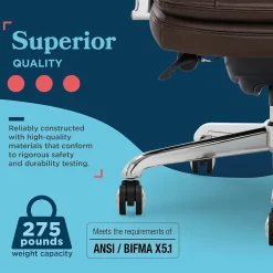 Hot Sonata Ergonomic Bonded Leather Swivel Executive Chair, Dark Brown and Chrome (CCHR10014E) Office Chairs