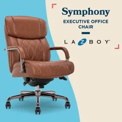 Outlet Symphony Ergonomic Bonded Leather Swivel Executive Chair, Cognac and Graphite (CCHR10013C) Office Chairs