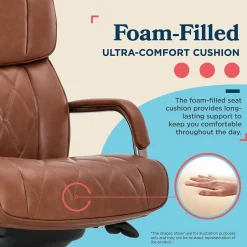 Outlet Symphony Ergonomic Bonded Leather Swivel Executive Chair, Cognac and Graphite (CCHR10013C) Office Chairs