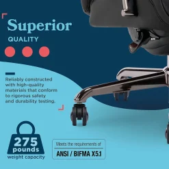 Clearance Symphony Ergonomic Bonded Leather Swivel Executive Chair, Black and Graphite (CCHR10013E) Office Chairs