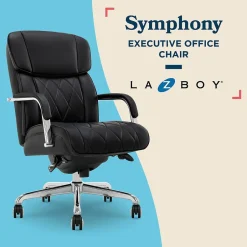 Discount Symphony Ergonomic Bonded Leather Swivel Executive Chair, Black and Chrome (CCHR10013D) Office Chairs