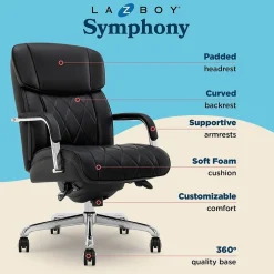 Discount Symphony Ergonomic Bonded Leather Swivel Executive Chair, Black and Chrome (CCHR10013D) Office Chairs