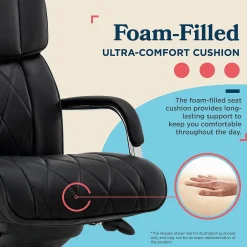 Discount Symphony Ergonomic Bonded Leather Swivel Executive Chair, Black and Chrome (CCHR10013D) Office Chairs