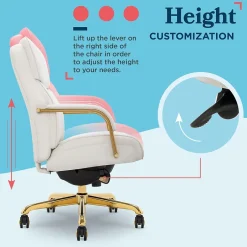 Discount Symphony Ergonomic Bonded Leather Swivel Executive Chair, White and Gold (CCHR10013A) Office Chairs