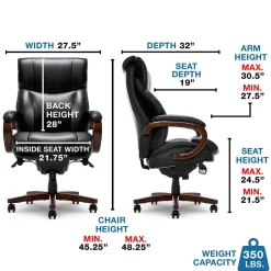 Outlet Trafford Ergonomic Bonded Leather Swivel Executive Chair, Black (45782A) Office Chairs