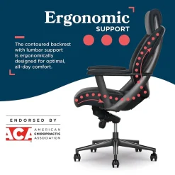 Outlet Vannes Ergonomic Faux Leather Swivel Executive Chair, Black (60101-BLK) Office Chairs