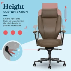 Clearance Vannes Ergonomic Faux Leather Swivel Executive Chair, Brown (60101-BRN) Office Chairs