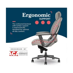 Best Vannes Ergonomic Polyurethane Swivel Executive Chair, Gray (60101-GRY) Office Chairs