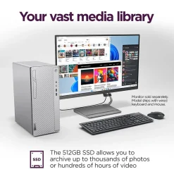 Lenovo IdeaCentre Tower Desktop Computer, Intel Core i5-14400, 8GB RAM, 512GB SSD, Mouse & Keyboard Included, Windows 11 Home* Gaming Desktops