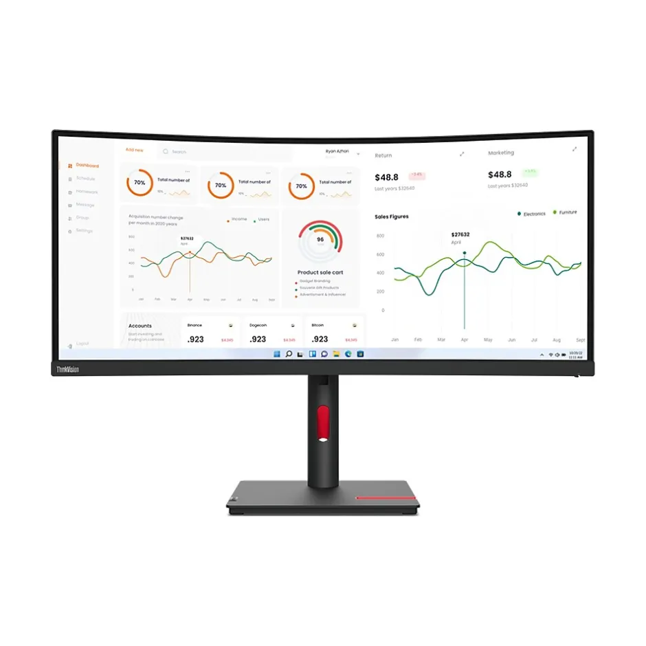 Lenovo ThinkVision T34w-30 34" Curved 60Hz LED Monitor, Raven Black (63D4GAR1US)* Curved Monitors