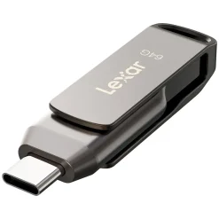 Lexar JumpDrive D400 Dual 64GB USB 3.1 Flash Drive, Titanium (LJDD400-64G-BNU)* Usb Flash Drives