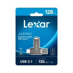 Lexar JumpDrive D400 Dual 128GB USB 3.1 Flash Drive, Titanium (LJDD400-128GBNU)* Usb Flash Drives