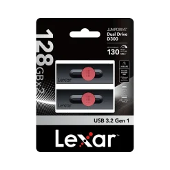 Lexar JumpDrive D300 Dual 128GB USB 3.2 Gen 1 Type-C/Type-A Flash Drive, Black/Red, 2/Pack (LJDD300128G-B2BNU)* Usb Flash Drives