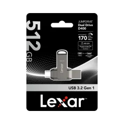 Lexar JumpDrive D400 Dual 512GB USB 3.2 Type-C/Type-A Flash Drive, Gray (LJDD400-512G-BNQNU)* Usb Flash Drives