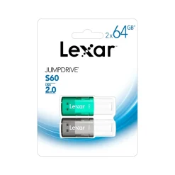 Lexar JumpDrive S60 64GB USB 2.0 Type A Flash Drive, Black/Teal (LJDS60-64GB2NNU)* Usb Flash Drives