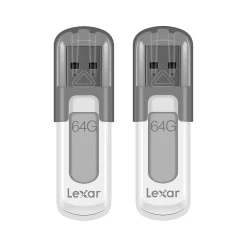 Lexar JumpDrive V100 64GB USB 3.0 Flash Drive, Gray, 2/Pack (LJDV100-64GABNAC2)* Usb Flash Drives