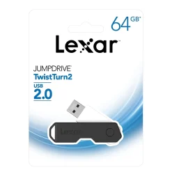 Lexar Twist Turn2 64GB USB 2.0 Type-A Flash Drive, Black (JDTT2-64GABNABK)* Usb Flash Drives